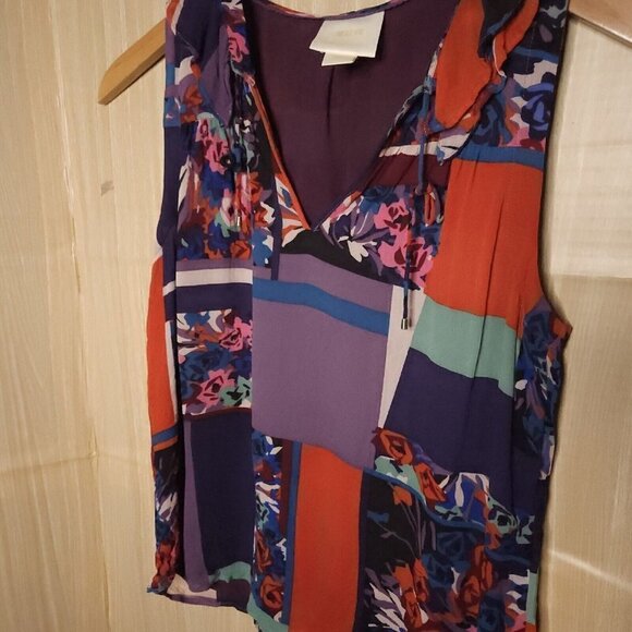 Maeve Anthropologie Sleeveless Silky Bright Colorful Top Small - Picture 3 of 5